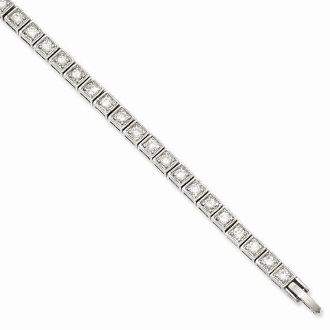 Rhodium-Plated Round Cz Bracelet