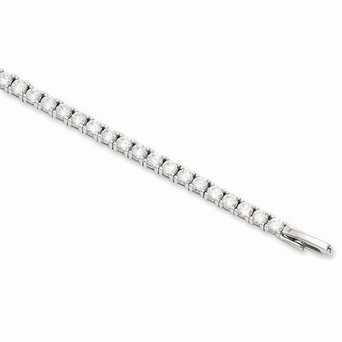 Rhodium-Plated Prong Set White Cz Bracelet
