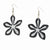 Silver-tone Black/White Painted Capiz Shell Flower 2.5in Dangle Earrings