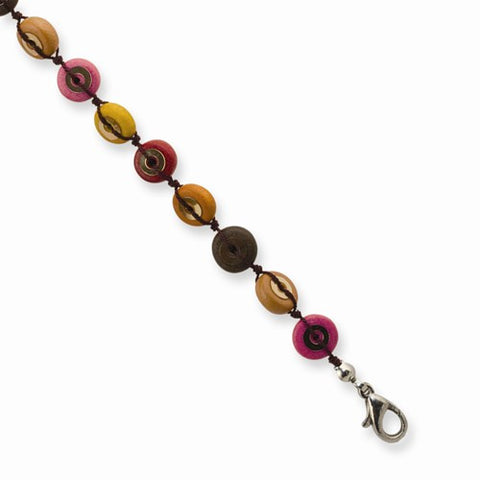 Silver-Tone Multicolored Hamba Wood & Sequin Bracelet