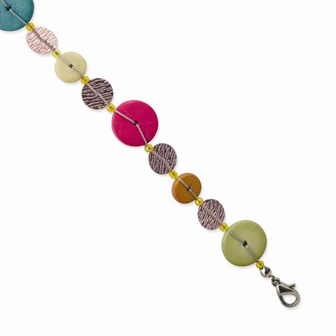 Silver-Tone Multicolored Hamba Wood & Sequin Bracelet
