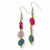Silver-tone Multicolored Hamba Wood Sequin 1.5in Dangle Earrings