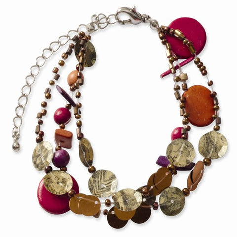 Silver-Tone Multicolor Hamba Wood Coconut & Sequin Bracelet