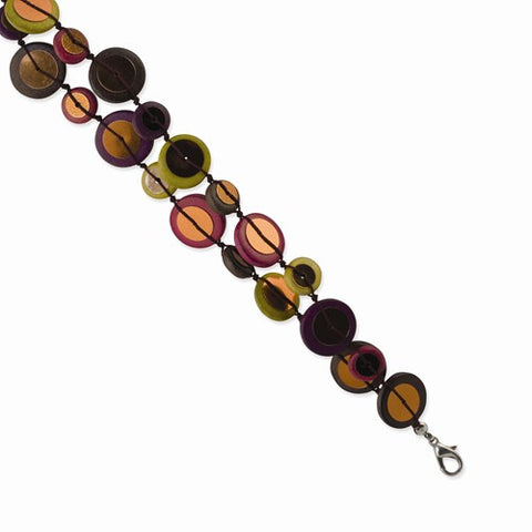 Silver-Tone Multicolored Hamba Wood & Sequin Bracelet