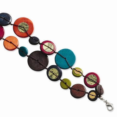 Silver-Tone Multicolored Hamba Wood & Sequin Bracelet