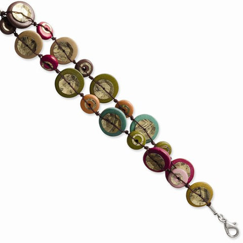 Silver-Tone Multicolored Hamba Wood & Sequin Bracelet