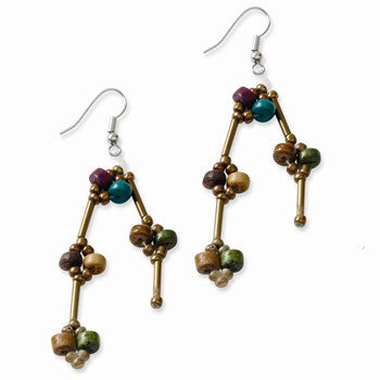 Multicolor Coconut Bead 2.5in Dangle Earrings