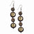 Silver-tone Brown Hamba Wood Sequin Corded 3in Dangle Earrings