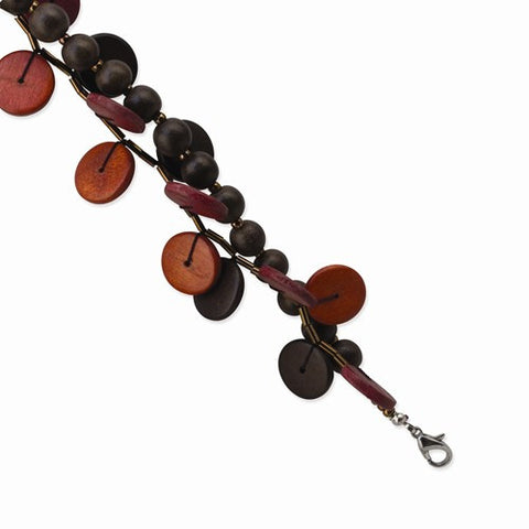 Red Brown Orange Hamba Wood Beaded Bracelet
