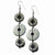 Silver-tone Black/Grey Hamba Wood Sequined 2.5in Dangle Earrings