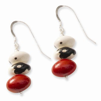 Sterling Silver Black Cow Bean Colorin Bean Simple Earrings