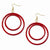 Gold-tone Red Rattan Dangle Earrings