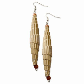 Silver-tone Bamboo Paper Corrugated Dangle Earrings