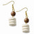 Gold-tone White Wood Aster Dangle Earrings