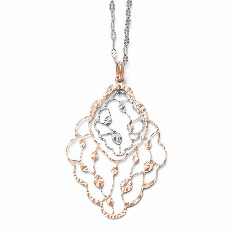Sterling Silver Rose-Tone Flash Plated Necklace