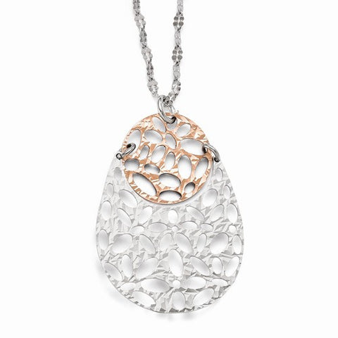Sterling Silver Rose-Tone Flash Plated Necklace