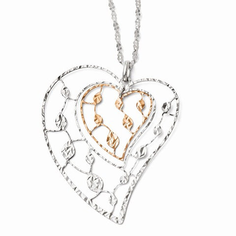 Sterling Silver Rose-Tone Flash Plated Necklace