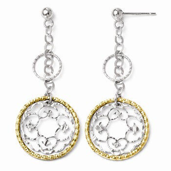 Sterling Silver Gold-tone Flash Plated Post Dangle Earrings
