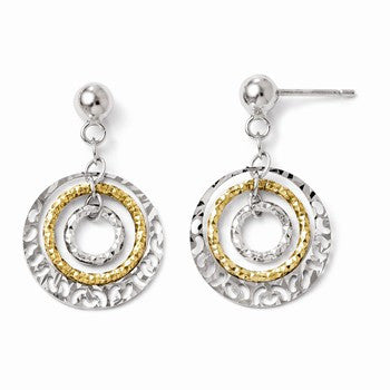 Sterling Silver Gold-tone Flash Plated Post Dangle Earrings