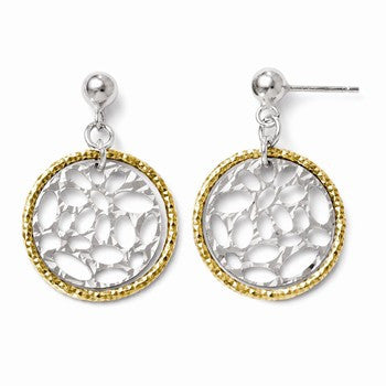 Sterling Silver Gold-tone Flash Plated Post Dangle Earrings