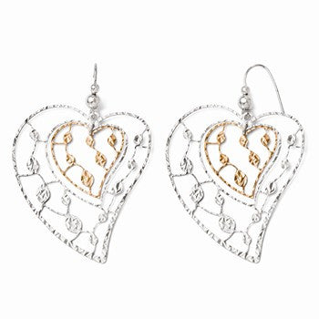 Sterling Silver Rose-tone Flash Plated Dangle Earrings