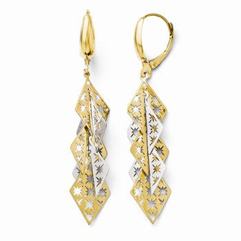 14k Two-tone Fancy Leverback Earrings
