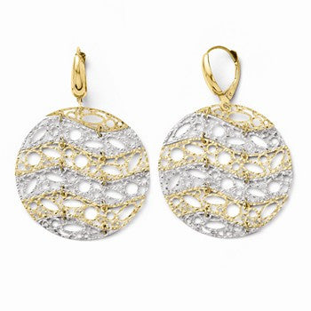 14k Two-tone Fancy Leverback Earrings