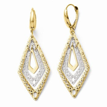 14k Two-tone Fancy Leverback Earrings