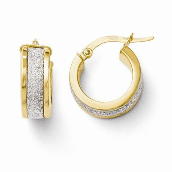 14k Yellow Gold Fancy Glitter Infused Hoop Earrings