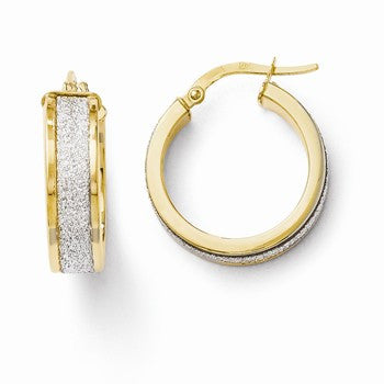 14k Yellow Gold Fancy Glitter Infused Hoop Earrings