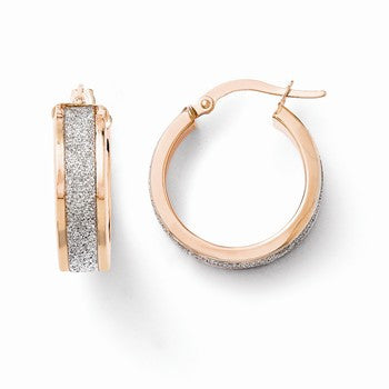 14k Yellow Gold & Rose Gold-plated Fancy Glitter Infused Hoop Earrings