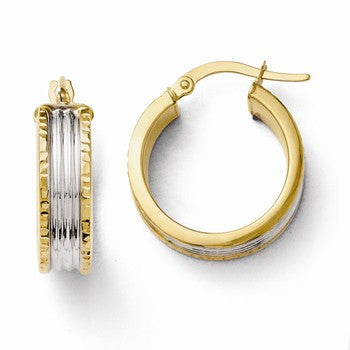 White Rhodium Plated 14k Yellow Gold Hoop Earrings
