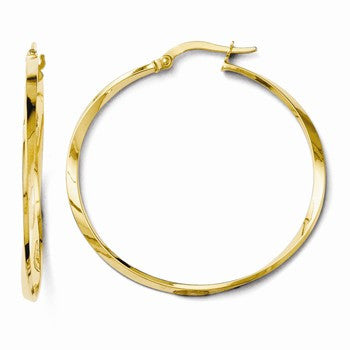 14k Yellow Gold Twisted Hoop Earrings
