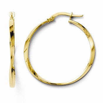 14k Yellow Gold Twisted Hoop Earrings