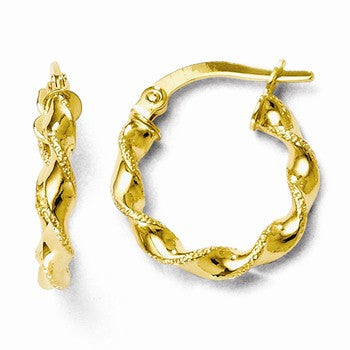 14k Yellow Gold Twisted Hoop Earrings