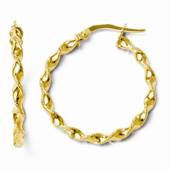 14k Yellow Gold Twisted Hoop Earrings