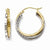 14k Two-tone Diamond-cut Hinged Hoop Earrings
