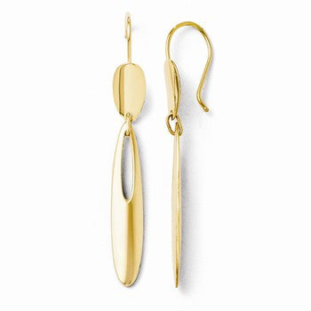 14k Yellow Gold Polished Shepherd Hook Dangle Earrings