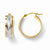 14k Yellow Gold with White Rhoudium Polished & Diamond-cut Hoop Earrings