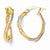 14k Yellow Gold w/Rhodium Polished Satin Hoop Earrings