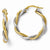14k Two-tone Polished Textured Twisted Hoop Earrings