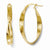 14k Yellow Gold Polished & Textured Twisted Oval Hoop Earrings