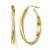 14k Yellow Gold Polished & Textured Twisted Oval Hoop Earrings