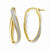 14k Yellow Gold Polished Glitter Infused Oval Twist Hoop Earrings