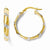 14k Yellow Gold & White Rhodium Polished & Textured Hoop Earrings