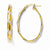 14k Yellow Gold & White Rhodium Polished & Textured Hoop Earrings
