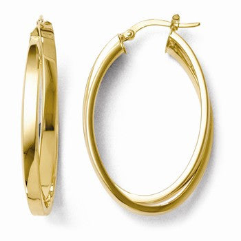 14k Yellow Gold Polished Double Oval Hoop Earrings