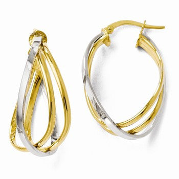 14k Two-tone Polished Twist Hoop Earrings