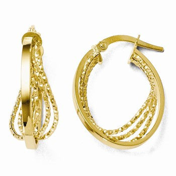 14k Yellow Gold Polished Twist Hoop Earrings