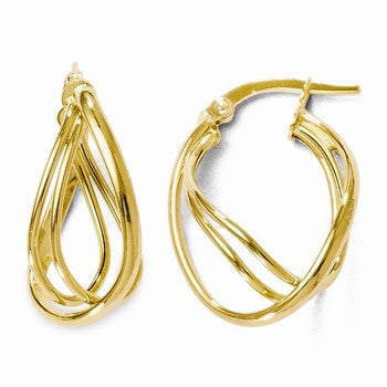 14k Yellow Gold Polished Twist Hoop Earrings